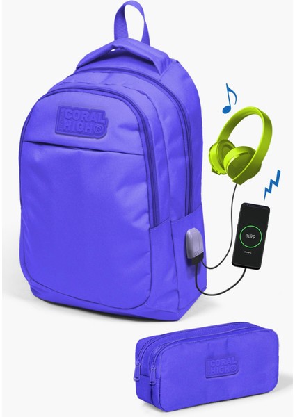 Kids Lavanta Usb'li 2'li Okul Çanta Seti SET0224315