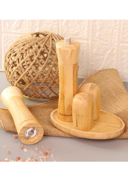 Tabaklı Tuzluk Biberlik Öğütücü Değirmen Seti 5 Parça fiyatları