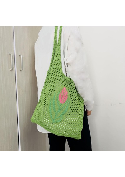 Hobo Kadınlar Örme Çanta Gündelik Seyahat Çiçek Dokuma Alışveriş Çantası (Yurt Dışından) modelleri
