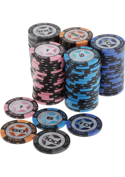 100pcs Turnuvası - Numaralı Set, 40mm Casino Jetonu - Çok, 1 50 100 1 5 10 50 100 (Yurt Dışından)