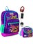 Mor Kedi Okul ve Beslenme Çantası Seti - USB Soketli - Kız Çocuk 1