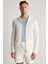 Slim Fit Beyaz Kapüşonlu Ince Hırka 5