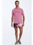 Nakış Logolu Bisiklet Yaka Pembe Pamuk T-Shirt 2