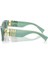 09WS 19LO9T 53 Kadın Dikdörtgen Şeffaf Yeşil Kemik Güneş Gözlüğü 3