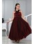 Kız Çocuk Uzun Bordo Saten Abiye Gece Mezuniyet ELBISESI-ABY-0029 4