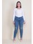 Kadın Mavi Yırtık Detaylı Likralı Kot Skinny Pantolon 65N35338 2