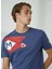 Bisiklet Yaka Düz Indigo Erkek T-Shirt Flag Tee T-Shırt 3