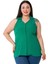 Büyük Beden Halter Yaka Kolsuz Yeşil Gömlek 1