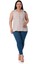 Büyük Beden Halter Yaka Kolsuz Taş Rengi Gömlek 2