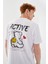 Active Boykot Baskılı Bisiklet Yaka Regular Fit Tişört Beyaz 5