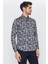 Erkek Siyah Multicolor Desenli Slim Fit Uzun Kol Gömlek 2