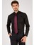 Erkek Siyah Düz Slim Fit Uzun Kol Gömlek 1