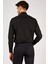 Erkek Siyah Düz Slim Fit Uzun Kol Gömlek 2