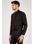 Erkek Siyah Düz Slim Fit Uzun Kol Gömlek 3