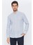Erkek Açık Mavi-Beyaz Çizgili Slim Fit Uzun Kol Gömlek 1