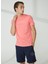 Bisiklet Yaka Düz Pembe Erkek T-Shirt Emboss T-Shırt 2