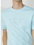 Bisiklet Yaka Düz Mavi Erkek T-Shirt Emboss T-Shırt 4