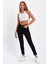 Siyah Yüksek Bel Dar Paça Skinny Power Likralı Kot Pantalon Trefjeans-2-Siyah 5