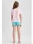 Kız Çocuk Baskılı Kısa Kollu Pijama Takım A1600A823SM 5