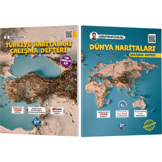 Kr Akademi Coğrafyanın Kodları Türkiye ve Dünya Haritaları Çalışma Defteri Seti (Tüm Sınavlar Için) Kr Akademi
