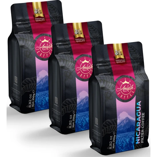Anisah Coffee Nikaragua Filtre Kahve 3 x 250 gr - 3'lü Paket