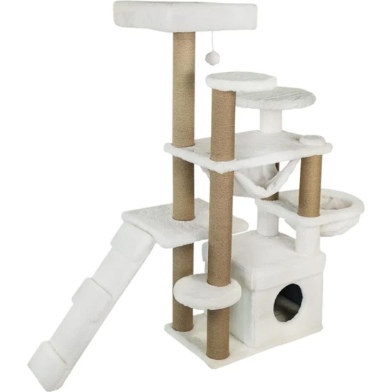 Dubex 55X160X124 cm Kedi Oyun Evi ve Tırmalama Platformu Beyaz