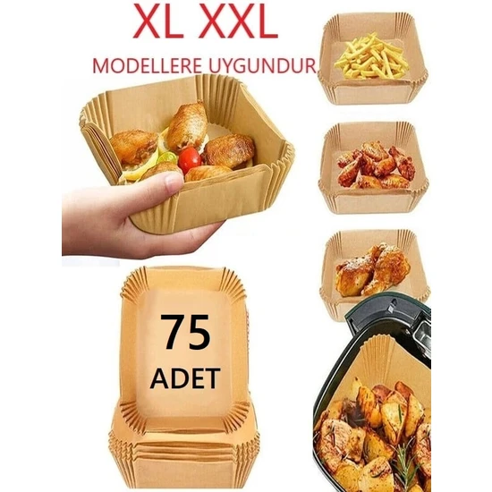 Uzaypix Xl Xxl Modeller Için Airfryer Pişirme Kağıdı Fritöz Yağlı Kağıt 75ADET Büyük Airfryerler Için Uygun