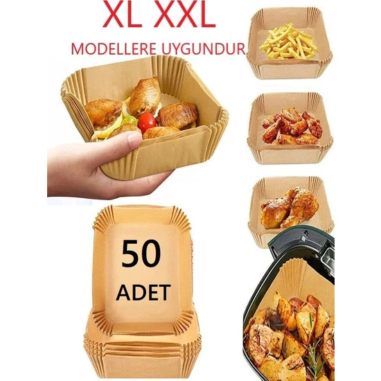 Uzaypix Xl Xxl Modeller Için Airfryer Pişirme Kağıdı Fritöz Yağlı Kağıt 50 Adet Büyük Airfryerler Için Uygun