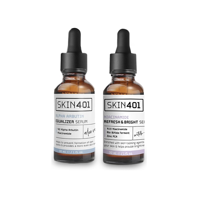 Skin401 Koyu Leke ve Siyah Nokta Serum Seti 2 Adet 30 ml Tüm Cilt Tipleri için Etkili