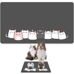 Monnhein Mama ve Su Evcil Hayvan Beslenme Matı, Kolay Temizlenen Emici Su Geçirmez Kumaş, Küçük Orta Boy ve Büyük Kedi ve Köpekler Için Dayanıklı Köpek Kedi Paspas (50X35, Cute Gri)