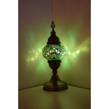 Karlıkturistik Mozaik Masa Lambası ,Mozaik Abajur,Masa Üstü Otantik Lamba,Dövme Desen Sıvama Lamba , Yeşil Model12
