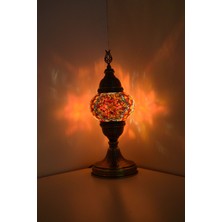 Karlıkturistik Mozaik Masa Lambası ,Mozaik Abajur,Masa Üstü Otantik Lamba,Dövme Desen Sıvama Lamba ,Turuncu Model8