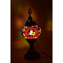 Karlıkturistik Mozaik Lamba ,Mozaik Masa Üstü Lamba, Mozaik Lamba El Işi ,Sıvama Masa Lambası Kırmızı Model15