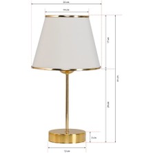 Art&Gift Star Gold Ayaklı Abajur Şeritli Krem Kumaş Başlık Yatak Odası Salon Masa Lambası
