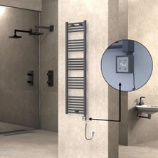 Terma Haiti Elektrikli Havlupan 400X1500 Düz Antrasit Texture (Ktx3 Termostat) 600 Watt Spiral Kablolu