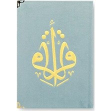 Kuranı Kerim Hafız Boy Kadife Nakışlı Gök Mavi