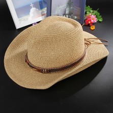 Divine Unisex Western Cowboy Cowgirl Şapkası Geniş Şapka Haki Haki (Yurt Dışından)