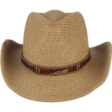 Divine Unisex Western Cowboy Cowgirl Şapkası Geniş Şapka Haki Haki (Yurt Dışından)