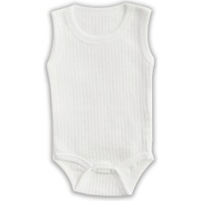 Novibaby Ribana Bebek Atlet Body Zıbın Raporlu Çıtçıtlı Beyaz 100% Pamuk - Ribana Bebek Body Zıbın