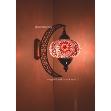 Karlıkturistik Büyük Boy Mozaik Aplik Lamba Hilal Dekoratif Duvar Otantik Aplik Yarım Ay Model 17