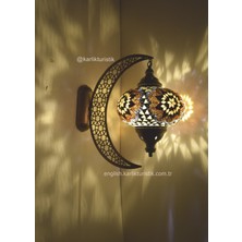 Karlıkturistik Büyük Boy Mozaik Aplik Lamba Hilal Dekoratif Duvar Otantik Aplik Yarım Ay Model 4