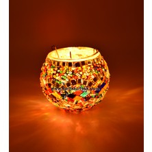 Karlıkturistik Mozaik Mumluk El Işi Dekoratif Otantik  Flora Mumluk Hediyelik Eşya Tealight Model 2