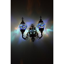 Karlıkturistik Mozaik Aplik ,İkili Yukarı Yönlü Dekoratif Duvar  Lambası,Otantik Lamba,Mozaik Lamba Model13