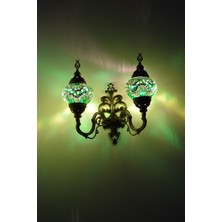 Karlıkturistik Mozaik Aplik ,İkili Yukarı Yönlü Dekoratif Duvar  Lambası,Otantik Lamba,Mozaik Lamba Model12