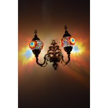 Karlıkturistik Mozaik Aplik ,İkili Yukarı Yönlü Dekoratif Duvar  Lambası,Otantik Lamba,Mozaik Lamba Model1