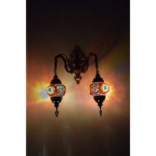 Karlıkturistik Mozaik Aplik ,Çiftli Aşağı Yönlü Dekoratif Duvar  Lambası,Otantik Lamba,Mozaik Lamba Model1