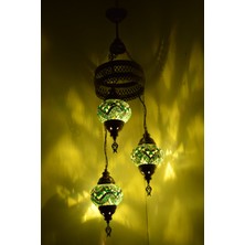 Karlıkturistik Mozaik Lamba Avize 3lü Sarkıt Dekoratif Aydınlatma Tavan Lambası Renkli El Yapımı Model 12