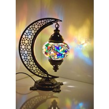 Karlıkturistik Türk Mozaik Masa Lambası Hilal,Osmanlı Abajur Otantik Lamba, Mozaik Masa Lambası, Model3