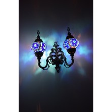 Karlıkturistik Mozaik Aplik ,İkili Yukarı Yönlü Dekoratif Duvar  Lambası,Otantik Lamba,Mozaik Lamba Model11