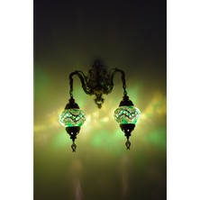 Karlıkturistik Mozaik Aplik ,Çiftli Aşağı Yönlü Dekoratif Duvar  Lambası,Otantik Lamba,Mozaik Lamba Model12
